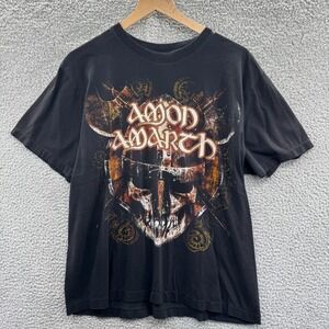 VINTAGE Amon Amarth Shirt Mens Large Viking SKull Black Single Stitch